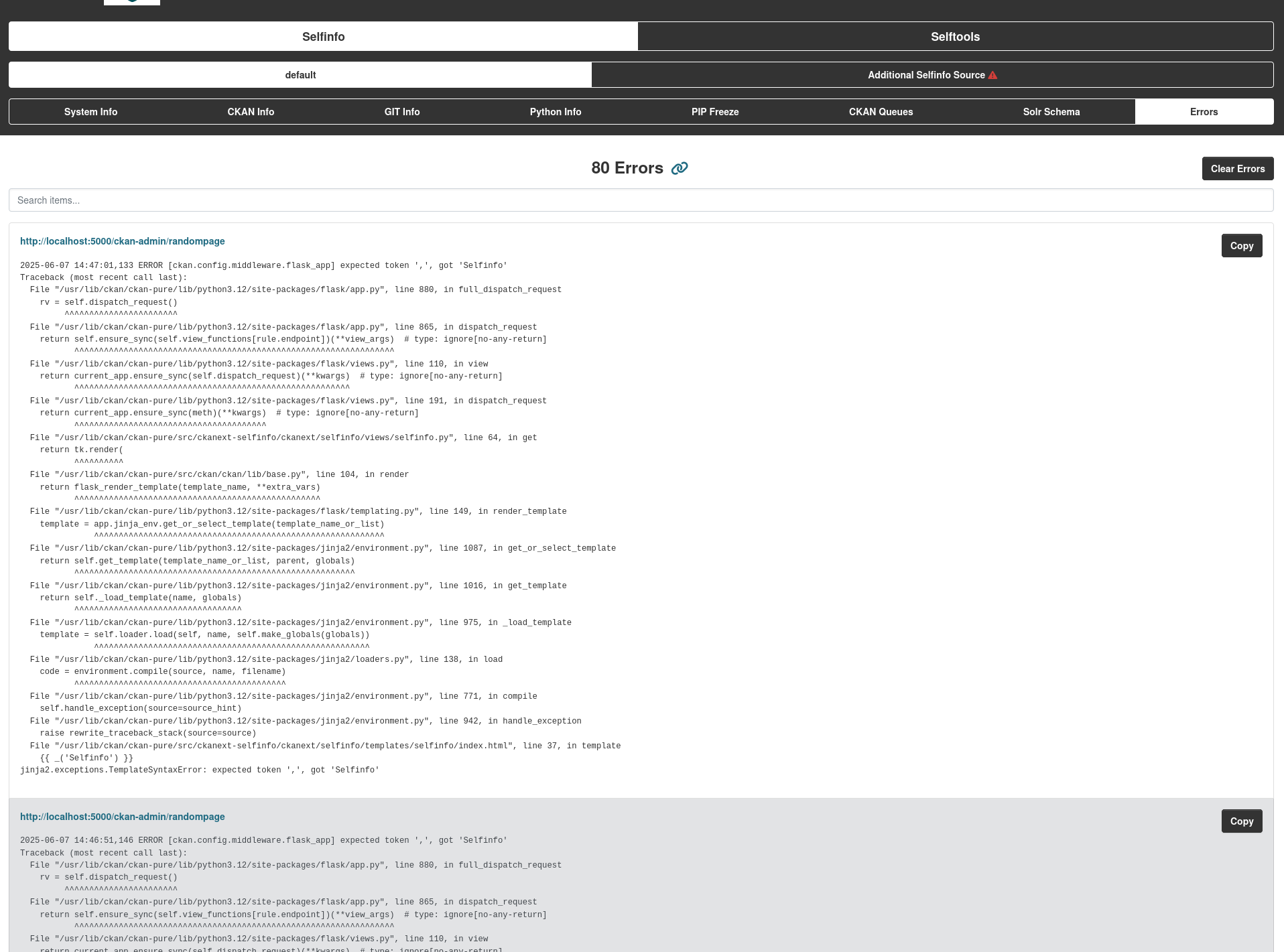 Enabled Errors storing